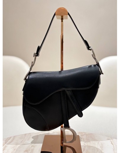 CHRISTIAN DIOR SADDLE BAG IN BLACK CALFSKIN LEATHER