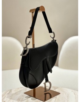 CHRISTIAN DIOR SADDLE BAG IN BLACK CALFSKIN LEATHER