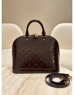 LOUIS VUITTON ALMA PM IN AMARANTE MONOGRAM VERNIS LEATHER