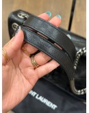 YSL YVES SAINT LAURENT NIKI SHOULDER BAG IN FULL BLACK VINTAGE CRINKLE LEATHER CHEVRON QUILTING 