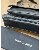 YSL YVES SAINT LAURENT NIKI SHOULDER BAG IN FULL BLACK VINTAGE CRINKLE LEATHER CHEVRON QUILTING 