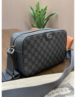 GUCCI OPHIDIA SMALL GG CAMERA BAG IN GREY GG SUPREME CANVAS WITH SILVER HARDWARE 