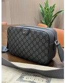 GUCCI OPHIDIA SMALL GG CAMERA BAG IN GREY GG SUPREME CANVAS WITH SILVER HARDWARE 