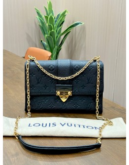 LOUIS VUITTON SAINT SULPICE CROSSBODY CHAIN BAG IN BLACK EMBOSSED MONOGRAM EMPREINTE LEATHER 