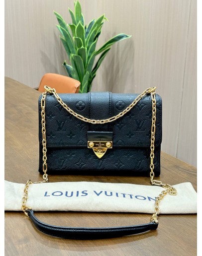 LOUIS VUITTON SAINT SULPICE CROSSBODY CHAIN BAG IN BLACK EMBOSSED MONOGRAM EMPREINTE LEATHER 