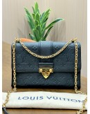 LOUIS VUITTON SAINT SULPICE CROSSBODY CHAIN BAG IN BLACK EMBOSSED MONOGRAM EMPREINTE LEATHER 