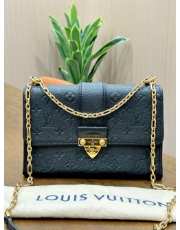 LOUIS VUITTON SAINT SULPICE CROSSBODY CHAIN BAG IN BLACK EMBOSSED MONOGRAM EMPREINTE LEATHER 