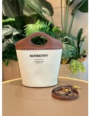 BURBERRY SMALL POCKET BUCKET BAG IN TWO-TONE CANVAS AND LEATHER