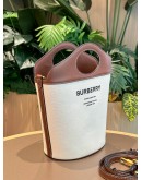 BURBERRY SMALL POCKET BUCKET BAG IN TWO-TONE CANVAS AND LEATHER