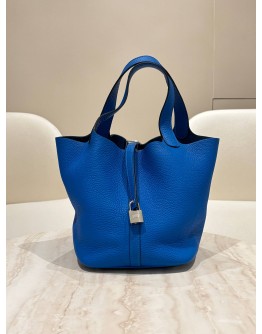 HERMES PICOTIN LOCK 22 IN BLEU HYDRA TOGO LEATHER