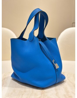 HERMES PICOTIN LOCK 22 IN BLEU HYDRA TOGO LEATHER