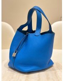 HERMES PICOTIN LOCK 22 IN BLEU HYDRA TOGO LEATHER