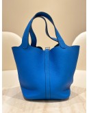HERMES PICOTIN LOCK 22 IN BLEU HYDRA TOGO LEATHER