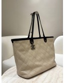 CHANEL SHOPPING FEVER TOTE BAG IN BEIGE & BLACK CAVIAR LEATHER