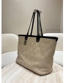 CHANEL SHOPPING FEVER TOTE BAG IN BEIGE & BLACK CAVIAR LEATHER