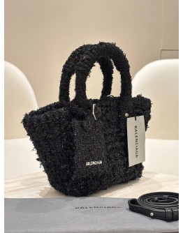 BALENCIAGA BISTRO XXS BASKET BAG IN SPARKLING TWEED