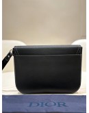 CHRISTIAN DIOR BLACK GRAINED CALFSKIN CLUTCH WITH CD BUCKLE