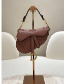 CHRISTIAN DIOR MINI SADDLE BAG IN TAUPE CALFSKIN LEATHER
