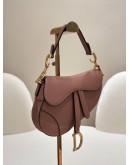 CHRISTIAN DIOR MINI SADDLE BAG IN TAUPE CALFSKIN LEATHER