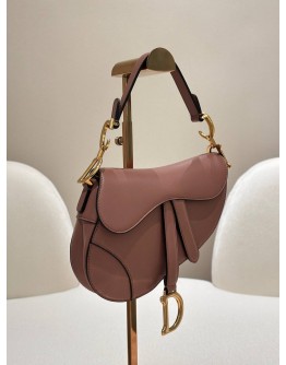 CHRISTIAN DIOR MINI SADDLE BAG IN TAUPE CALFSKIN LEATHER