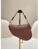 CHRISTIAN DIOR MINI SADDLE BAG IN TAUPE CALFSKIN LEATHER