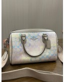 COACH ROWAN SATCHEL IN VIBRANT RAINBOW-COLOUR SIGNATURE COATED CANVAS 