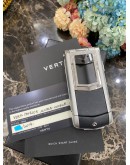 VIRTUE DIAMOND-ENCRUSTED FLIP PHONE DIAMOND WEIGHT 1.19CT CERAMIC KEYS SAPPHIRE MIRROR BLACK NATURAL COWHIDE -FULL SET-