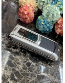 VIRTUE DIAMOND-ENCRUSTED FLIP PHONE DIAMOND WEIGHT 1.19CT CERAMIC KEYS SAPPHIRE MIRROR BLACK NATURAL COWHIDE -FULL SET-