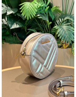 MICHAEL KORS VIVIANNE CANTEEN QUILTED LEATHER CROSSBODY BAG IN METALLIC SILVER