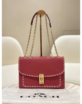COACH LANE SHOULDER BAG WITH WHIPSTITCH IN THE ROSE / RASPBERRY PINK COLOURWAY
