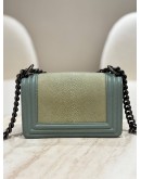CHANEL SMALL BOY SHOULDER CHAIN BAG IN TEAL GALUCHAT STINGRAY & CALFSKIN LEATHER