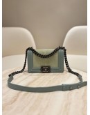 CHANEL SMALL BOY SHOULDER CHAIN BAG IN TEAL GALUCHAT STINGRAY & CALFSKIN LEATHER