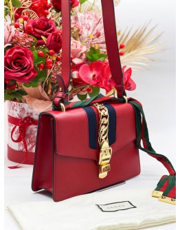 GUCCI SLYVIE CALF LEATHER SHOULDER BAG 