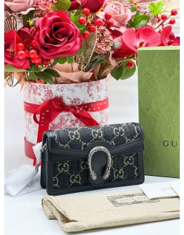 GUCCI GG DIONYSUS DENIM JACQUARD MINI CHAIN BAG 