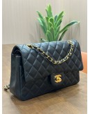 CHANEL CLASSIC MEDIUM DOUBLE FLAP BAG IN BLACK LAMBSKIN LEATHER WITH GOLD HARDWARE 