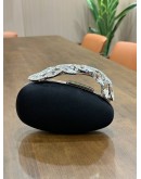 MANOLO BLAHNIK NADIRA SATIN CLUTCH IN BLACK 