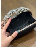 MANOLO BLAHNIK NADIRA SATIN CLUTCH IN BLACK 