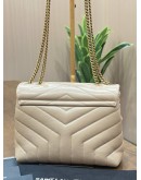 YSL YVES SAINT LAURENT MEDIUM LOULOU CHAIN SHOULDER BAG IN CHEVRON CASSANDRE HARDWARE 