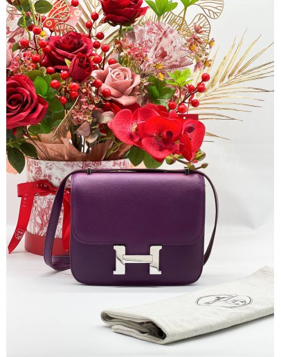 HERMES CONSTANCE 18 ANEMONE EVERCOLOR EPSOM LEATHER BAG