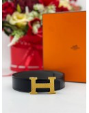 HERMES H BUCKLE REVERSIBLE CALFSKIN LEATHER BELT SIZE 95 -FULL SET-