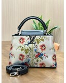 LOUIS VUITTON CAPUCINE IN ROMAN FLORAL PRINTS WITH SILVER CALF LEATHER SILVER HARDWARE 
