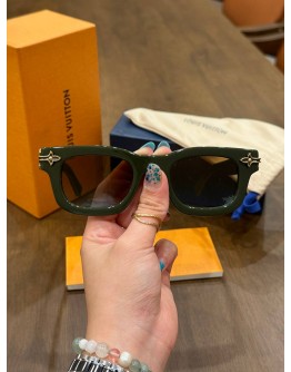 LOUIS VUITTON Z2556U LV ARABESQUE SUNGLASS IN DARK ACETATE FRAME EMBELLISHED WITH ORNATE AGED PATINA HARDWARE 