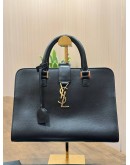 YSL YVES SAINT LAURENT MONOGRAM BABY CABAS BAG IN BLACK CALF LEATHER WITH GOLD HARDWARE 