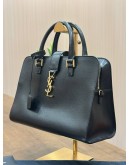 YSL YVES SAINT LAURENT MONOGRAM BABY CABAS BAG IN BLACK CALF LEATHER WITH GOLD HARDWARE 