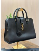 YSL YVES SAINT LAURENT MONOGRAM BABY CABAS BAG IN BLACK CALF LEATHER WITH GOLD HARDWARE 
