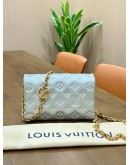 LOUIS VUITTON POCHETTE COUSSIN IN SILVER LAMBSKIN EMBOSSED MONOGRAM LEATHER 