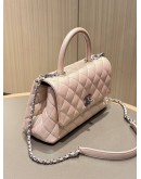 CHANEL LIGHT PINK IRIDESCENT QUILTED CAVIAR MINI COCO TOP HANDLE BAG