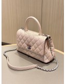 CHANEL LIGHT PINK IRIDESCENT QUILTED CAVIAR MINI COCO TOP HANDLE BAG