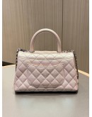 CHANEL LIGHT PINK IRIDESCENT QUILTED CAVIAR MINI COCO TOP HANDLE BAG