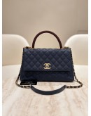CHANEL COCO TOP HANDLE SMALL LIZARD BLUE CAVIAR LEATHER BAG
